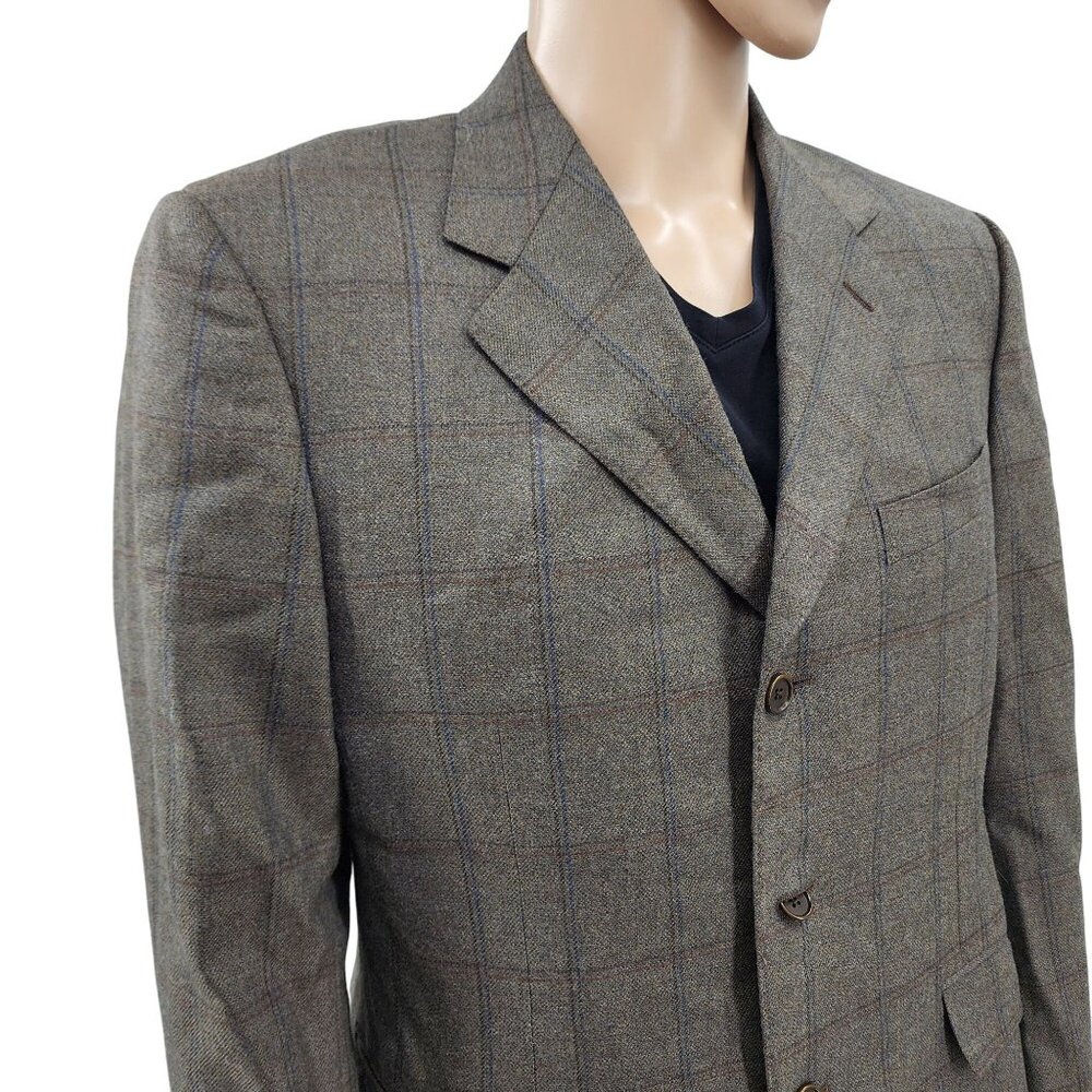 Canali Mens Wool Plaid Blazer Jacket 3-Button Checkered Pattern. 42R